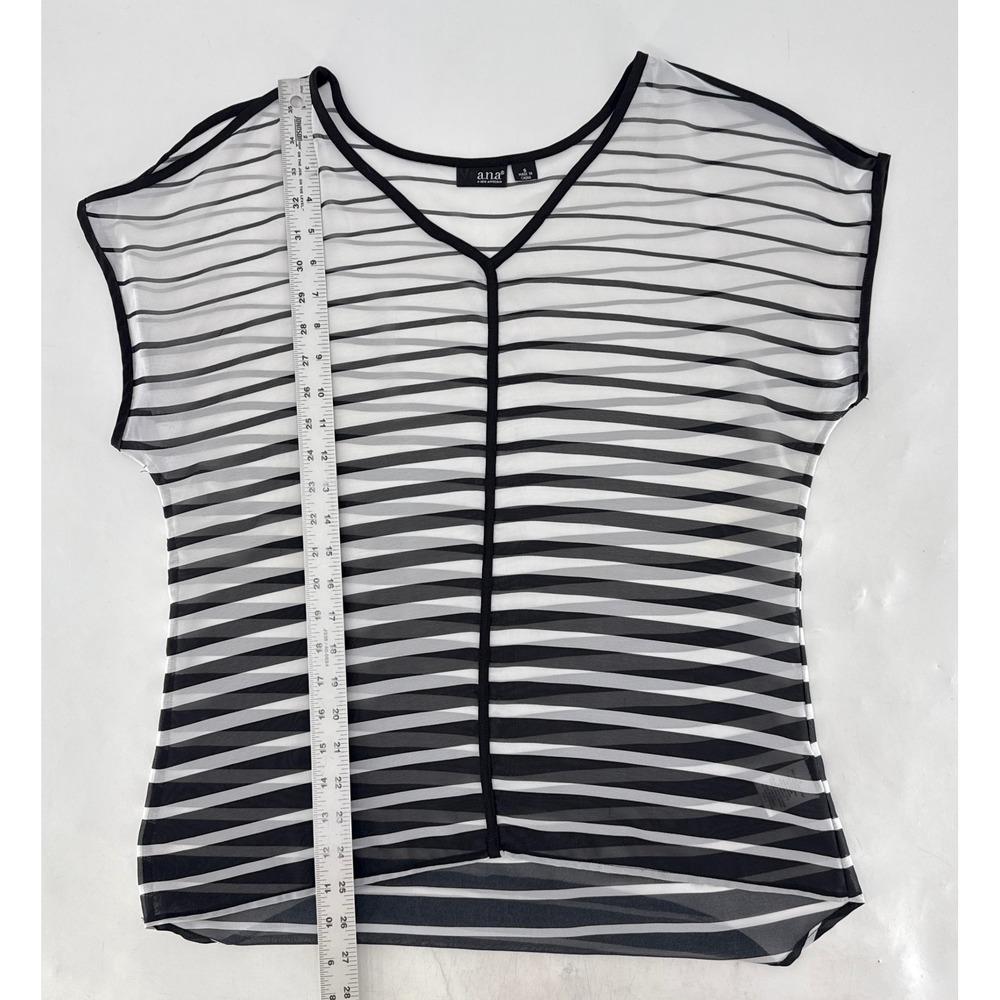 ANA A New Approach Women's Sheer Striped Cold Shoulder V Neck Top‎ Size S - Picture 8 of 9